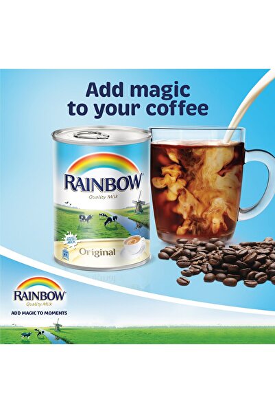 Rainbow Evaporated Milk 410 Rich Creamy Taste for Cooking Baking Coffee and Tea Use