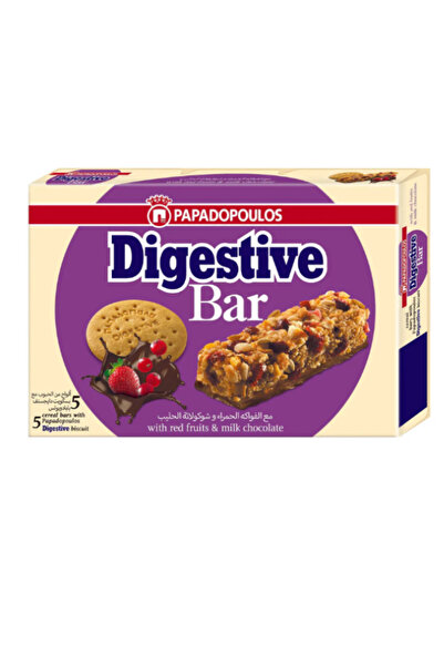 papadopoulos بار هضمي بالفواكه والشوكولاتة (5 × 28 جم) × 6 قطع