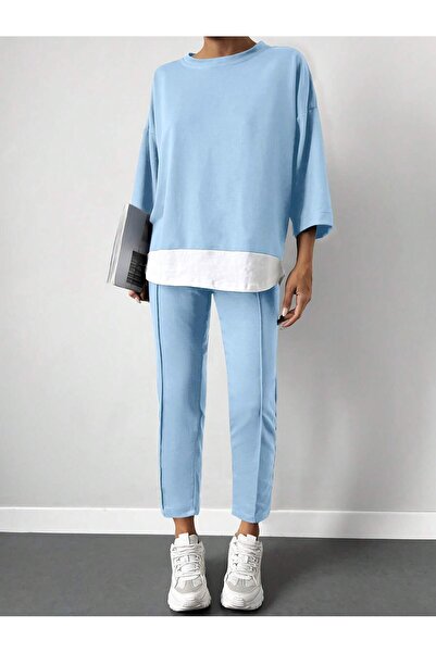 BLUSS Women's Blue Oversize Tracksuit Set - Comfortable Casual Sport Combination