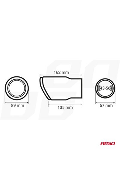 AMIO Stainless steel exhaust muffler trim with carbon look 43-56 mm, length 162 mm