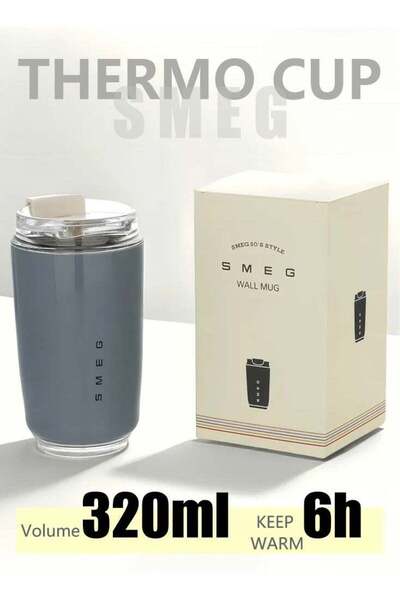 SMEG Travel Coffee Mug, 320ml Insulated Beverage Cup With Leakproof Lid, Long Lasting Coffee Tumbler