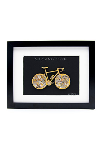 ArtMyWay Unique Painting LIFE IS A BEATIFUL RIDE - Steampunk Art (with clock parts and metal elements)