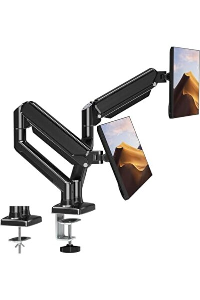 Generic حامل شاشة مزدوج جديد يناسب شاشة كمبيوتر مقاس 13 إلى 32 بوصة، ذراع الشاشة المزدوجة يتحمل ما يصل إلى 10 كجم لكل ذراع،
