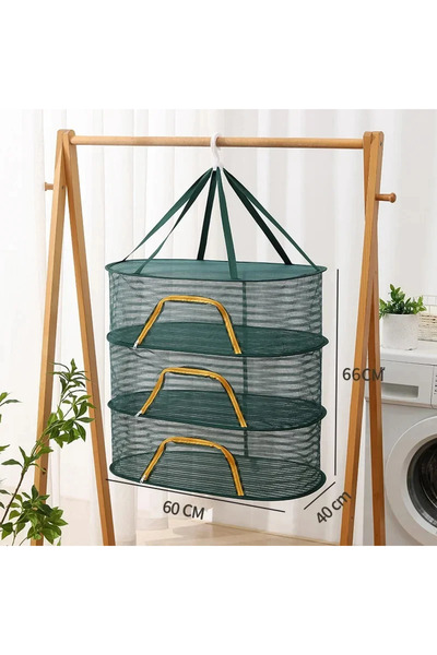 Choice Green 3 Layer-M Food Drying Net Anti-mosquito Foldable Muti-layer Hanging Drying Net for Herbs Hangi