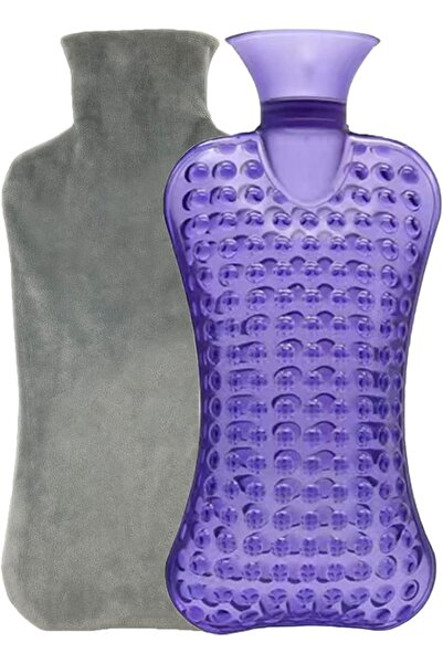 Winwild set sticlă cu apă caldă cu husă, 2 l, cauciuc/textil, violet/gri, 37 ...