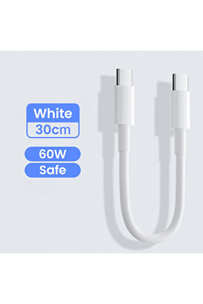 Choice كابل USB Type C قصير أبيض بطول 0.3 متر وبطول 0.28 متر، مزود بشاحن سريع...