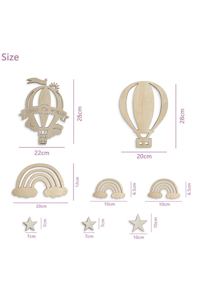 Choice 10 بوصة 02 8 قطعة/مجموعة من المناطيد الهوائية الخشبية، السحب، النجوم، ...