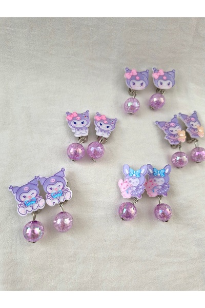 Beyaz Dükkan Kuromi Pinched Earrings 1 Pair