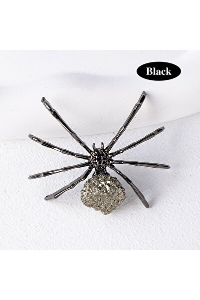 Choice قطعة واحدة سوداء من حجر الشفاء الطبيعي من الكالكوبيريت، مجموعة من تماثيل الحيوانات على شكل عنكبوت كريستالي