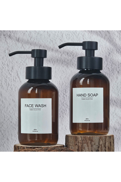 Choice موزع صابون قابل لإعادة التعبئة بني زجاجة صابون لليدين للحمام مضخة مقاو...