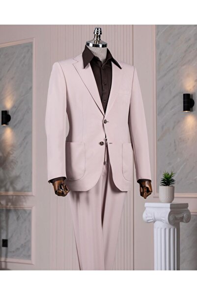 TerziAdemAltun Italian Style Slim Fit Jacket Pantalon Suit Beige T13936