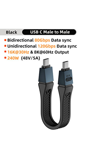 Choice كابل USB4-2.0-QH Thunderbolt 5 من النوع C USB4 2.0 80Gbps Gen4 USB C إ...