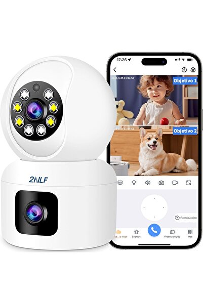 Generic 2NLF 4MP Dual Lens Indoor Security Camera with 360° PTZ, Color Night Vision, Two-Way Audio, Motion