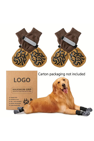Choice L CF011-مجموعة من 4 أزواج من الجوارب المانعة للانزلاق للكلاب لمنع لعق وقضم الأرضيات الخشبية الصلبة، Str
