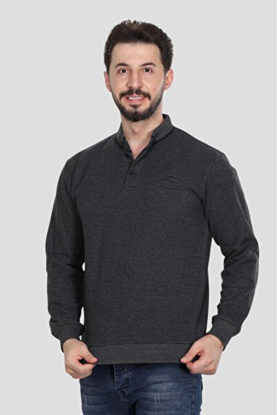 HEDEFNUR TEKSTİL Men's Polo Collar Regular Fit Thessaloniki Knitted Patterned Burgundy Sweatshirt with Pockets