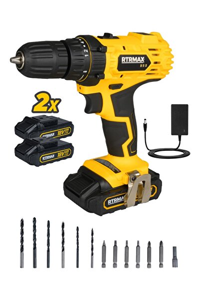 Rtrmax Rtm350set Şarjlı Matkap Çift Akülü 4'lü Set - Uç Tutucu-mini Su Terazisi-maket Bıçağı