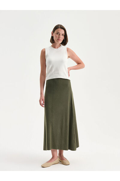 LC Waikiki Rmz Gi̇yi̇m Farkiyla Women's Knitwear Skirt with Waist Drawstring