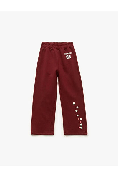 Koton Çiçek Baskılı Pamuklu Geniş Paça Bordo Kız Bebek Eşofman Altı 6WMG40071AK
