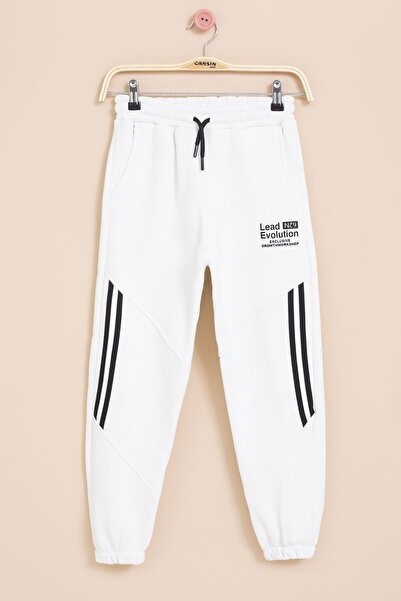 Cansın Mini Λευκή ρίγα με λεπτομέρεια εκτύπωσης και ελαστική μέση για αγόρια 21454