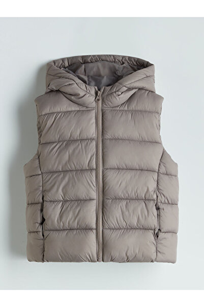 LC Waikiki Brown Hooded Girl's Puffer Vest