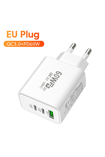 Choice 60 واط EU White Olaf PD 60 واط شاحن USB C شاحن سريع الشحن من النوع C شاحن سريع 3.0 شاحن هاتف A