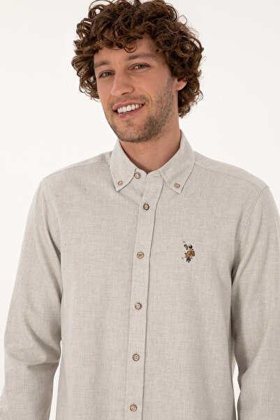 U.S. Polo Assn. Men's Ecru Long Sleeve Basic Shirt 50315710-Vr019