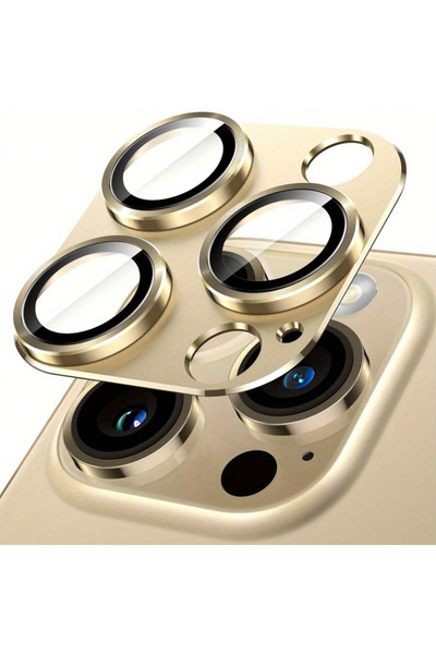 Choice 16 Pro Max-16 Pro Gold NNBILI 1 قطعة أسود [واقي زجاجي معدني غير لامع عالي الدقة] عدسة كاميرا من سبائك الألومنيوم