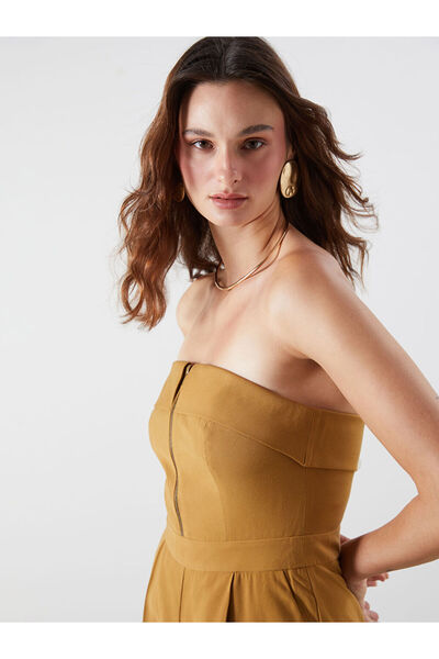 LC Waikiki Sari Strapless Neckline Women's Pleated Jumpsuit