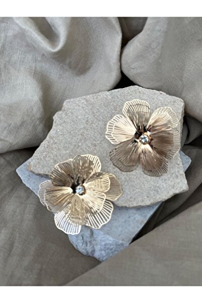 nunu takı أقراط زهور سلكية فضية اللون