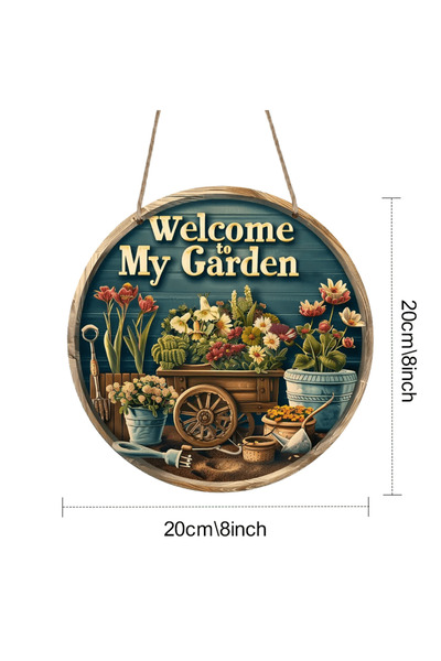 Choice 1 قطعة 1 قطعة 2D مرحبًا بكم في حديقتي لافتة خشبية مستديرة مقاس 8 بوصات...