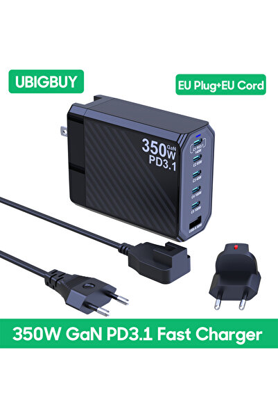 Choice مقبس وسلك الاتحاد الأوروبي شاحن Ubigbuy 350W GaN شاحن سريع 140W PD3.1 ...