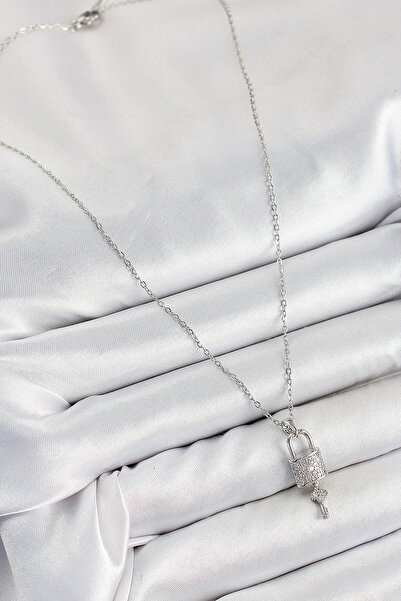 Lisinya قلادة نسائية من الفولاذ 316L مع حجر الزركون وقفل ومفتاح متدلي، موديل ...