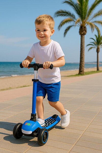 hak-iş oyuncak Dude 3 Tekerlekli Ayarlanabilir Direksiyonlu Çocuk Scooter - Mavi , 3+ Yaş , 50 Kg Kapasiteli