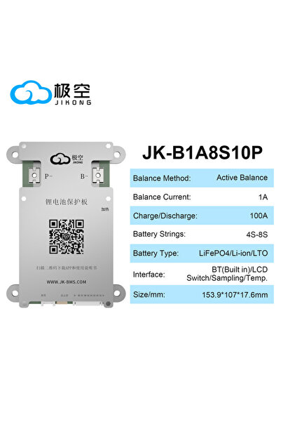 Choice JK-B1A8S10P JIKONG BMS B1A8S10P Smart BMS 100Ah 4S 5S 6S 7S 8S 12V 24V Battery WITH 1A ACTIVE BALANC