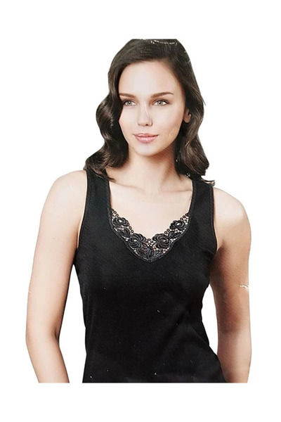 byasafkids Şahinler Thick Strap Lace Black Undershirt