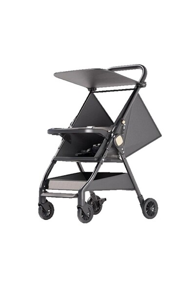 Flippy Foldable Stroller, Flippy, Lightweight, Airplane Compatible, Sunshade, Storage Box, Tabletop, Black