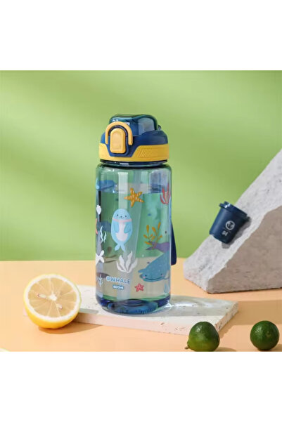 Choice زجاجة مياه زرقاء سعة 600 مل مع ماصّة سيليكون، محمولة ومانعة للتسرب وخا...