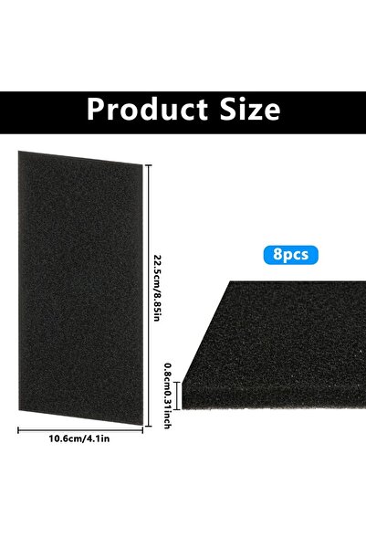 Choice مجموعة من 8 فلاتر مجفف سوداء (225 × 106 × 8 مم) - متوافقة مع مجففات ال...