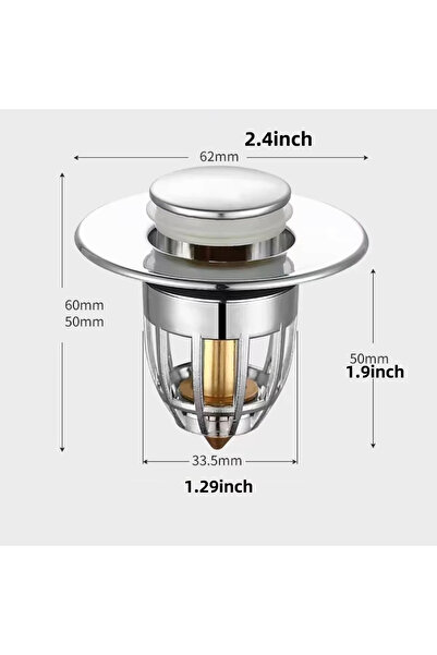Choice Silver Universal Rebound Drain Plug Filter Basin Pop-up Chrome Sink Filter with Hair Catcher Bathroo