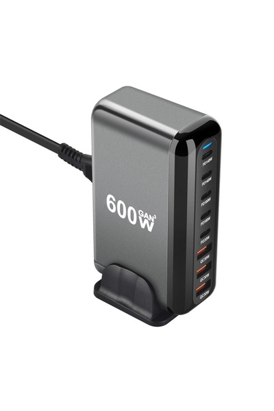 Choice كوريا بلاغ أسود 600 واط GaN شاحن محور متعدد المنافذ QC PD USB C محطة ش...