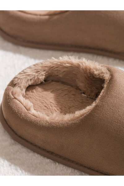 LC Waikiki Ανδρικές παντόφλες με επένδυση από γούνα σε καφέ χρώμα