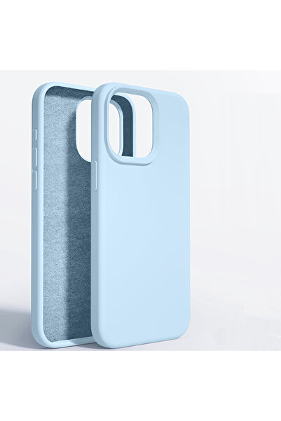 Choice للآيفون 11 غطاء سيليكون سائل أزرق فاتح أصلي للآيفون 15 14 11 13 12 برو...