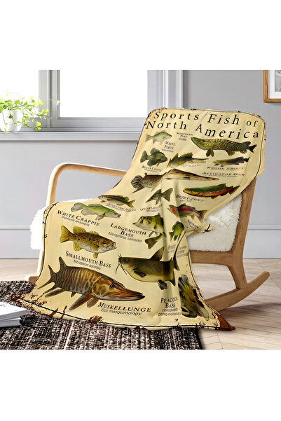 Choice 150x200cm 1pc Throw Sports fish Pattern Flannel Blanket for Couch Bed Sofa Cozy Comfy Warm blankets