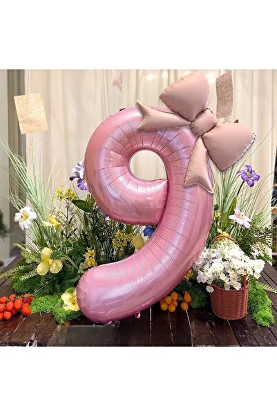 DÜVENCİ TİCARET İki Parça Büyük Pembe Sayı Kurdele Folyo Balon Seti