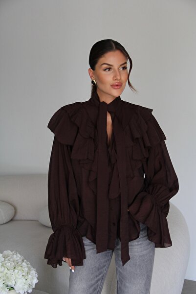 Julidress Огромна риза с набрани яки и ръкави, с връзки