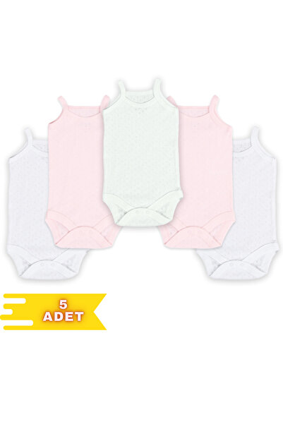 Novibaby 5-Piece Baby Tank Top Bodysuit with String Straps, Cotton Snap Fasteners, Newborn Child 0-36 Months, Flexible Fit