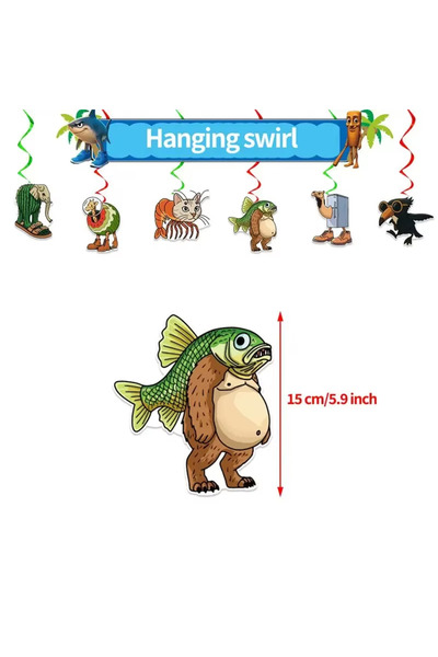 Miniso other 6pcs spiral Italian Brainrot Birthday Party Decoration Tung Tung Sahur Tralalelo Tralala Table