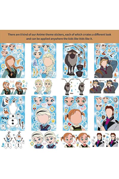 Choice 16 قطعة من ملصقات ألغاز الأميرة المجمدة، اصنع وجهًا، اصنع وجه إلسا أول...