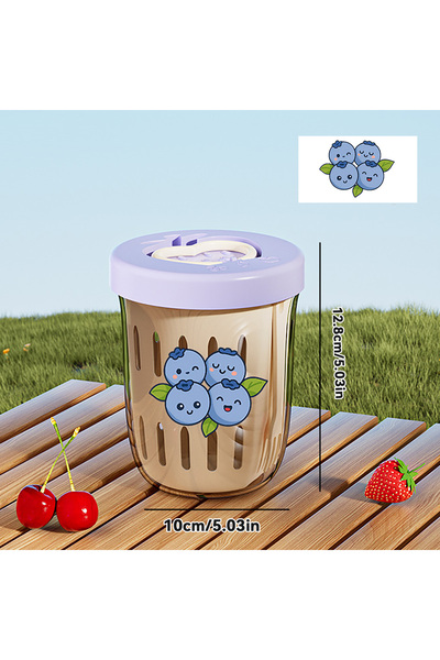 WORTHBUY وعاء شوفان محمول من النوع B باللون الأرجواني، كوب فواكه مزدوج الطبقة قابل لإعادة الاستخدام ومانع للتسرب