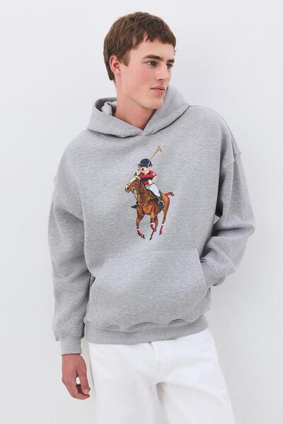 Trendiz Unisex Teddy Horse Sweatshirt Gray Melange